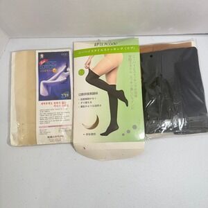 2*Venus Strong Support Sheer Pantyhose Stocking Beige Black Lycra OLDSTOCK Korea